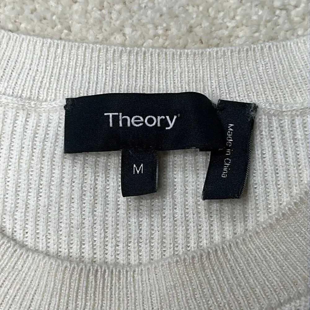 Theory: Cream Ribbed Sweater - Picture 4 of 5